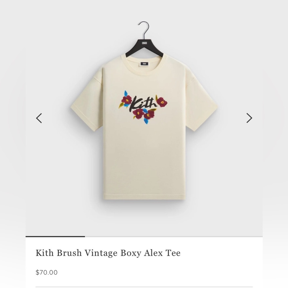 Kith Cream Tee with Colorful Floral Brush Logo